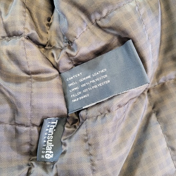 Claiborne 100% Lambskin Leather Bomber Jacket Mens M Brown Full Zip Quilt Liner - Picture 8 of 8